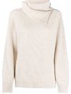 Brunello Cucinelli Cowl Neck Cashmere Jumper In Neutrals