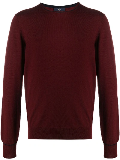 Fay Sweater In Merinos Wool With Long Sleeves And Contrasting Patches In Red