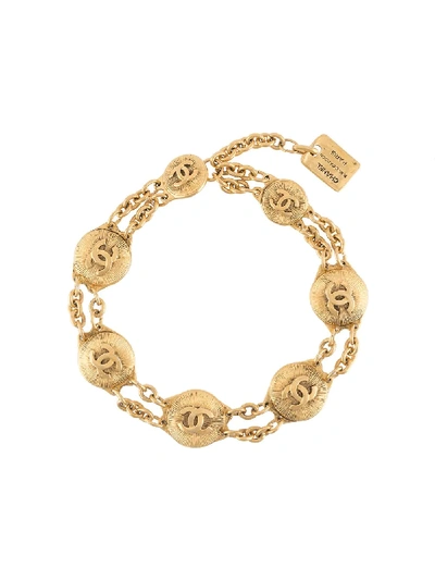 Pre-owned Chanel 1990s Cc Logo Necklace In Gold