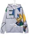 KENZO TEEN TIGER PRINT ZIP-UP HOODIE