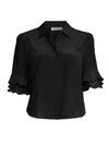 Frame Women's Ruffle Sleeve Top In Black