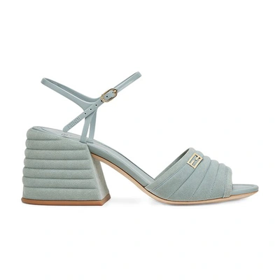 Fendi Suede Sandals In Bleu Clair