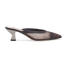 FENDI BLACK LEATHER AND BROWN MESH MEDIUM HEEL SABOTS,FENXK559BCK