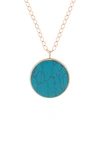 GINETTE NY WOMEN'S JUMBO EVER 18K ROSE GOLD TURQUOISE DISC NECKLACE,836416