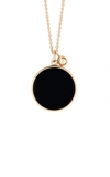 GINETTE NY EVER 18K ROSE GOLD ONYX DISC NECKLACE,836421