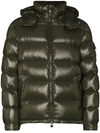 Moncler Maya Hooded Short Down Jacket In Green