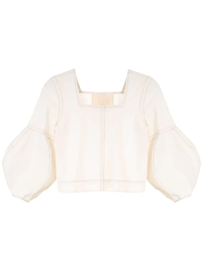 Aluf Mel Wide Sleeves Blouse In White