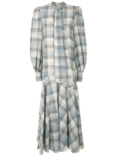 Aluf Check Laura Long Dress In Neutrals