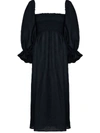 Sleeper Atlanta Balloon-sleeve Linen Dress In Blue