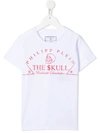 PHILIPP PLEIN JUNIOR ROUND NECK SKULL SLOGAN T-SHIRT