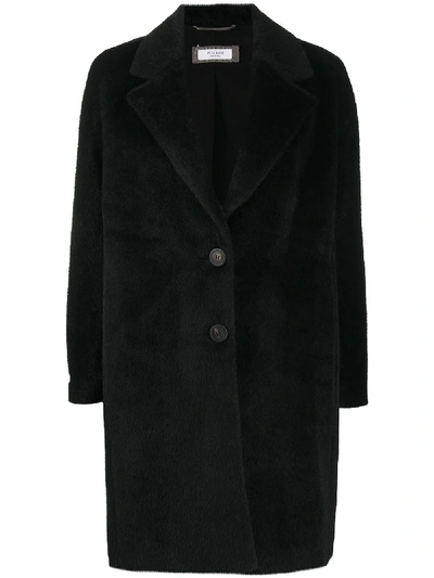Peserico Brushed Single-breasted Coat In Black