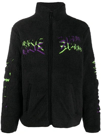 Diesel Embroidered Neuromantik Fleece Jacket In Black