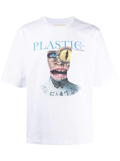 Youths In Balaclava T-shirt Mit "plastic"-print In White