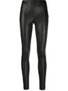 Alice And Olivia Front Zip Leather Leggings In Black