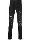 BALMAIN DISTRESSED SKINNY JEANS