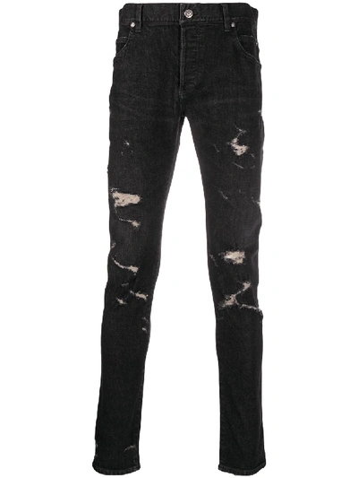 Balmain Vintage Distressed Jeans In Black