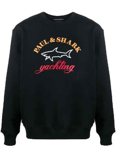 Paul & Shark Logo-print Cotton Sweatshirt In Blue