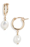 Set & Stones Adelle Keshi Pearl Hoop Earrings In Gold