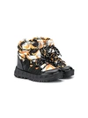 YOUNG VERSACE BAROQUE-PATTERN PRINT BOOTS