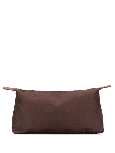 Pre-owned Chanel 1990s Cc Jacquard Clutch In Brown