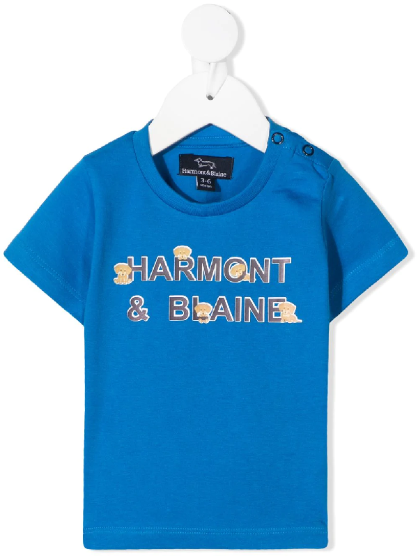 Harmont & Blaine Junior Babies' Round Neck Logo Print T-shirt In Blue ...