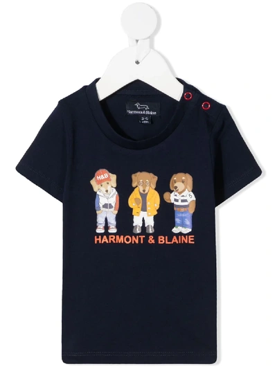 Harmont & Blaine Junior Babies' Logo Print T-shirt In Blue