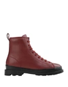 Camper Ankle Boots In Maroon