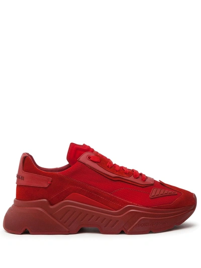 Dolce & Gabbana Daymaster Sneakers In Stretch Knit Fabric In Red