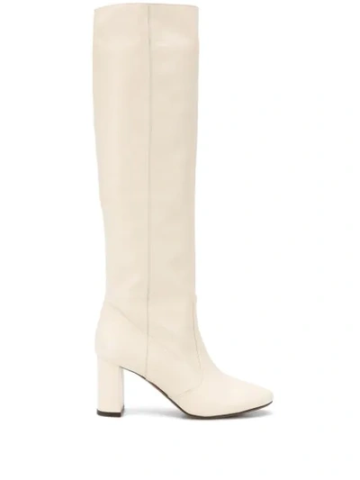 L'autre Chose High Heels Boots In Beige Leather In White