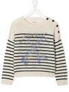 Zadig & Voltaire Girls' Ava Wool Blend Graphic Sweater - Little Kid, Big Kid In Neutrals