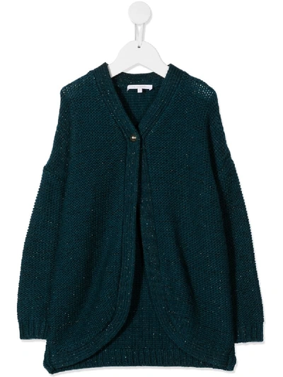 Chloé Kids' Open Knit Cardigan In Blue