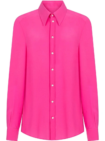 Dolce & Gabbana Collared Silk Shirt In Pink
