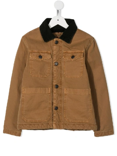Zadig & Voltaire Kids' Embroidered Logo Cotton Denim Jacket In Brown
