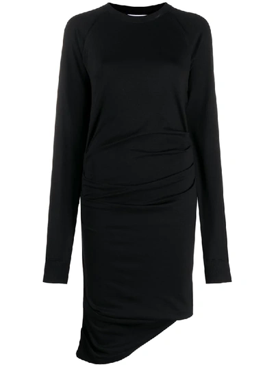 Lourdes Ruched Sweatshirt Dress In Black
