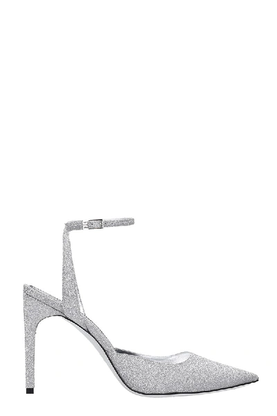 Givenchy Women's Ankle-strap Glitter Leather Pumps In Silver