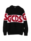 Gcds Mini Black Sweater For Kids With Red Logo In Nero