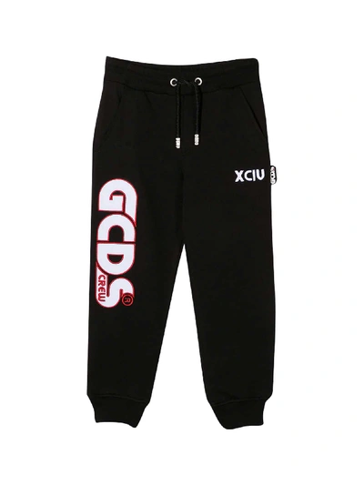 Gcds Mini Kids' Black Sporty Trousers In Nero