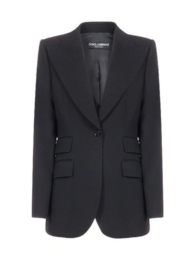 Dolce & Gabbana Virgin Wool Tailored Blazer In Nero