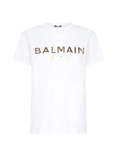 Balmain Short Sleeve T-shirt In Blanc Or