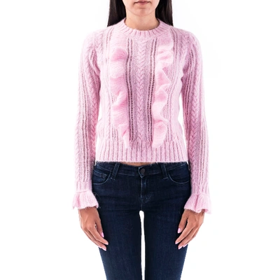 Philosophy Di Lorenzo Serafini Ruffled Mohair Blend Knit Sweater In Pink