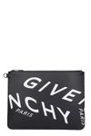 GIVENCHY LARGE ZIP POUCH CLUTCH IN BLACK LEATHER,11513715