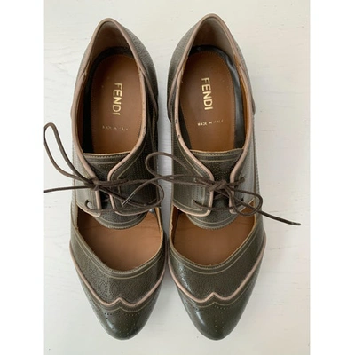 Pre-owned Fendi Brown Leather Flats