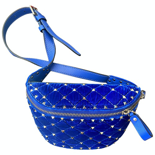blue velvet clutch bag