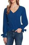 Cece Tie Sleeve Top In Night Horizon
