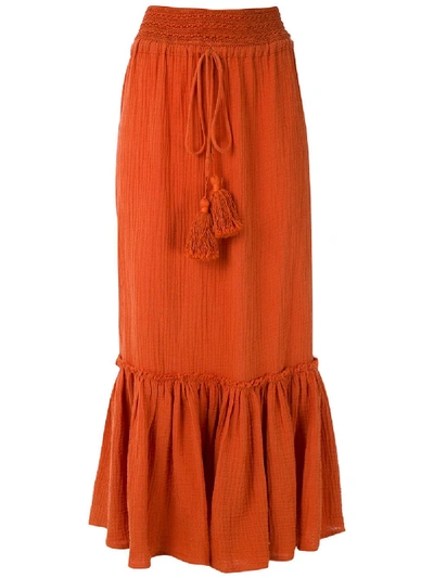 Le Soleil D'ete Drica Midi Skirt In Orange