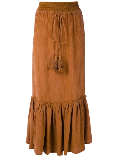 Le Soleil D'ete Drica Midi Skirt In Brown