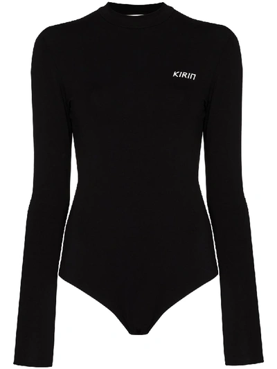 Kirin Logo-print Open-back Bodysuit In Black