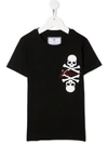 PHILIPP PLEIN JUNIOR ROUND NECK SKULL PRINT T-SHIRT