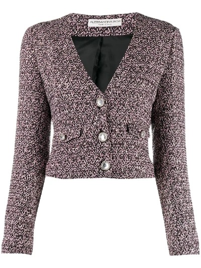 Alessandra Rich Sequined Tweed Cropped Jacket In Pink