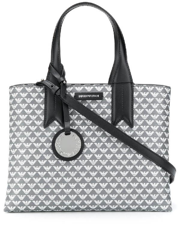 Emporio Armani Logo Print Tote Bag In Grey | ModeSens